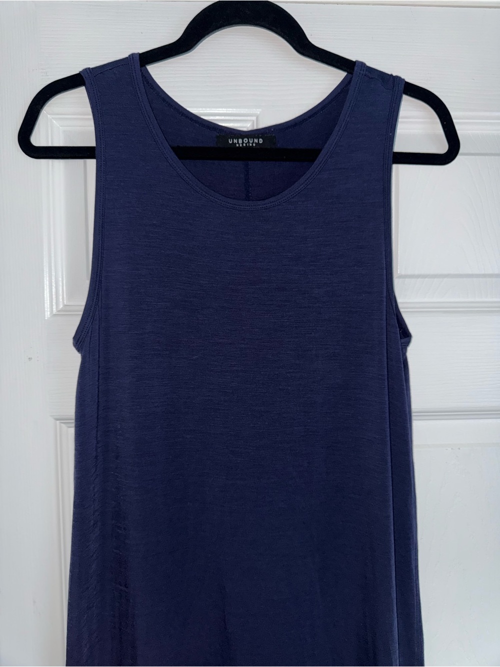Unbound Merino Wool Navy Blue Scoop Travel Midi Stretch Lightweight Tank Dress S - Picture 6 of 12